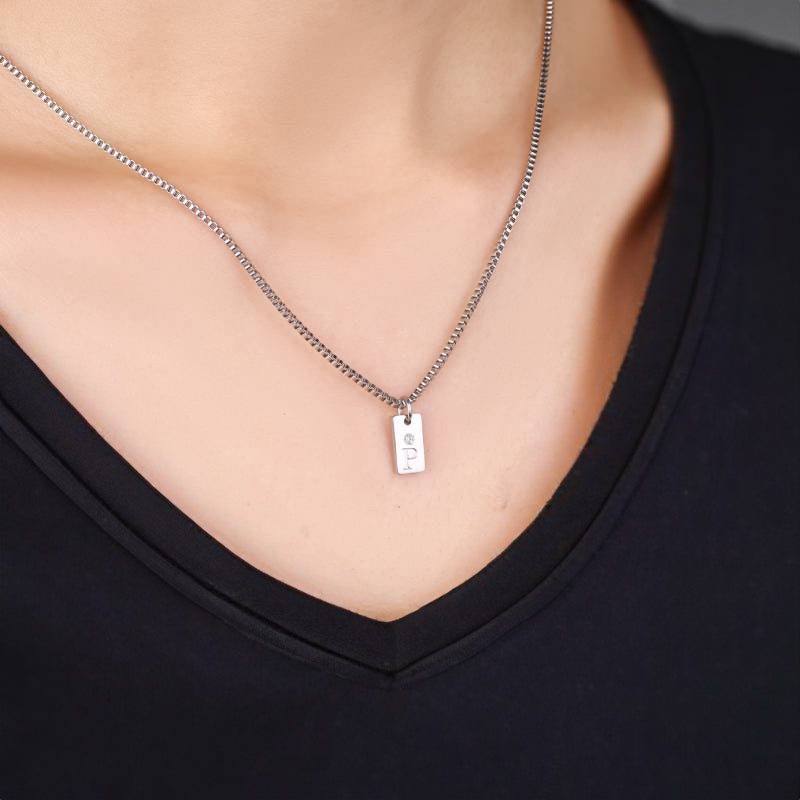 Dainty Pave Tag Initial Necklace