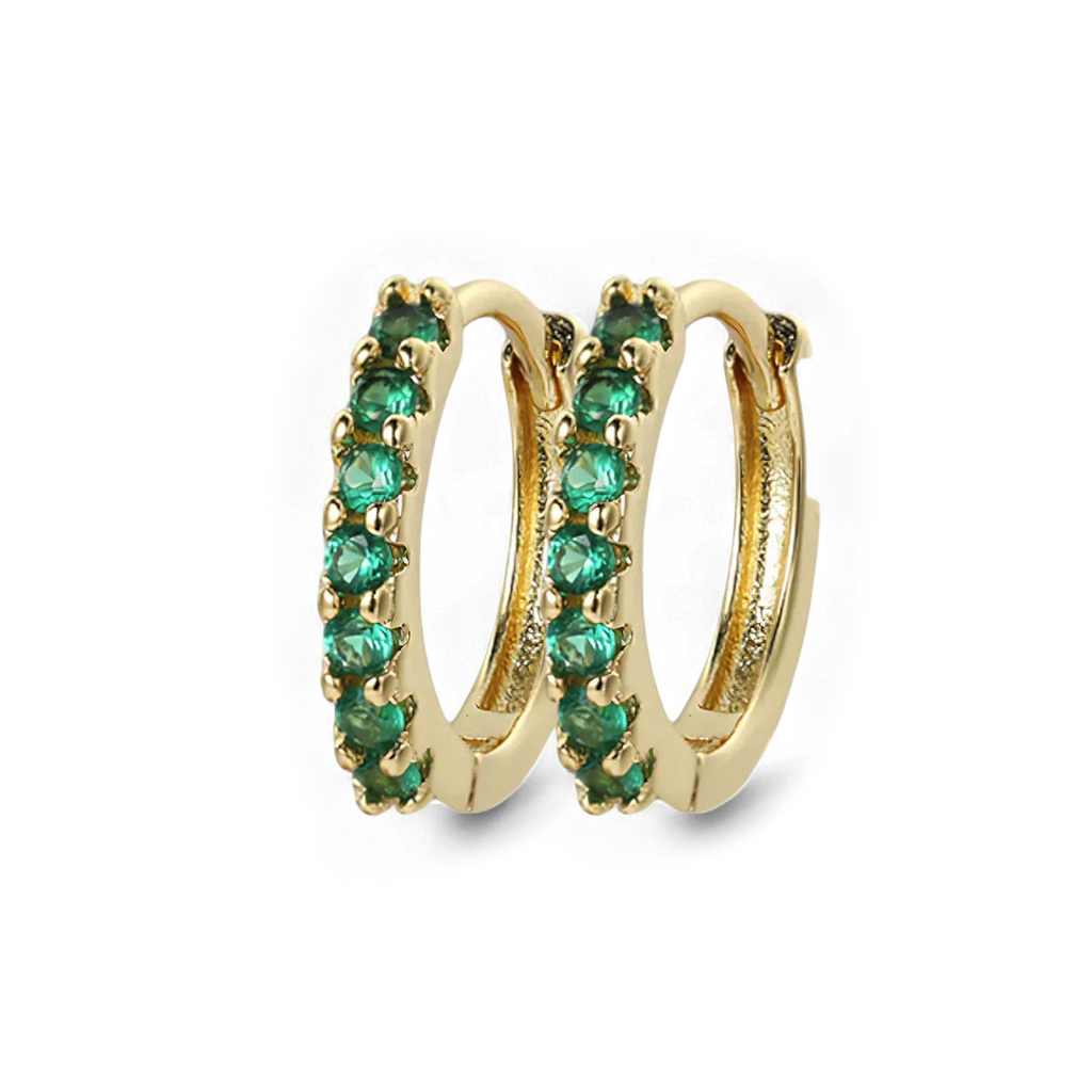 Gemstone Sleeper Huggie Hoop Earrings