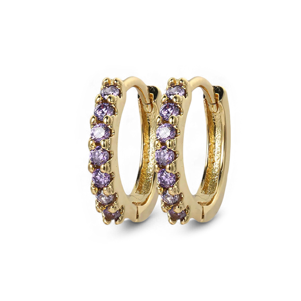 Gemstone Sleeper Huggie Hoop Earrings