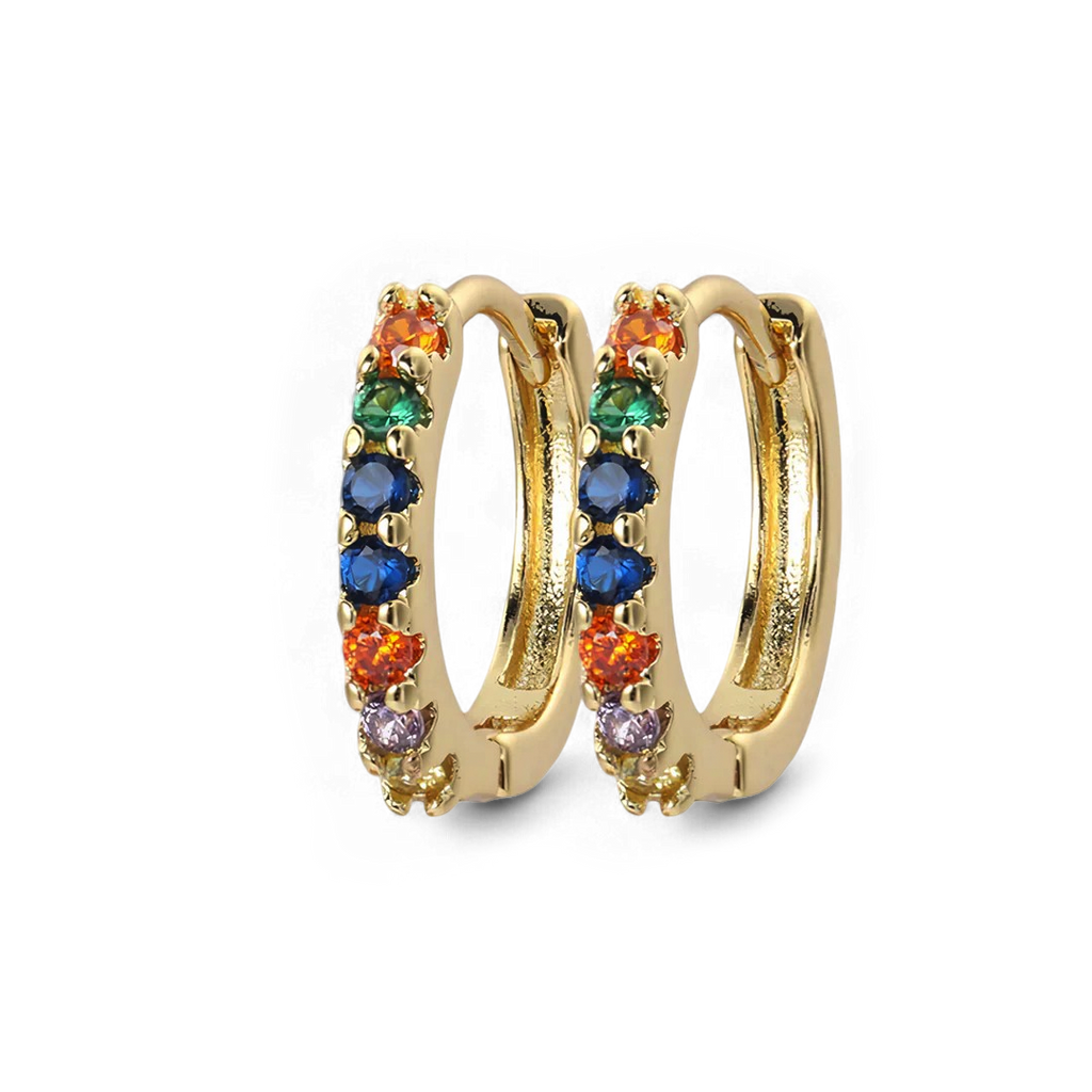 Gemstone Sleeper Huggie Hoop Earrings