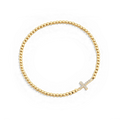 Gold Beaded Cross Stretch Bracelet