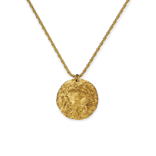 Hammered Gold Zodiac Pendant Necklace