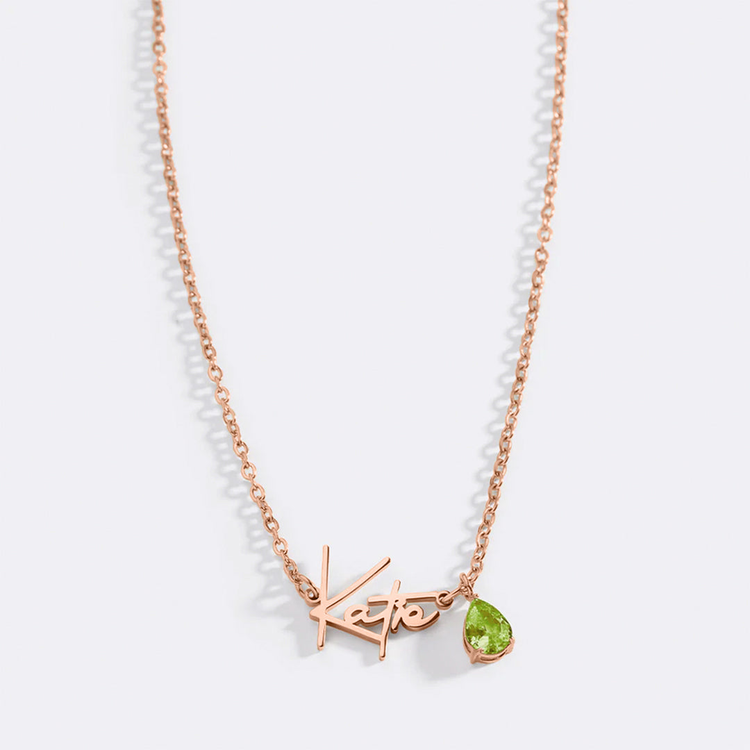 Handmade Birthstone Name Necklace