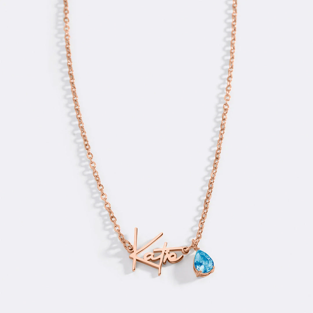 Handmade Birthstone Name Necklace