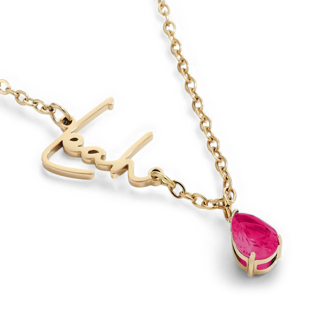 Handmade Birthstone Name Necklace