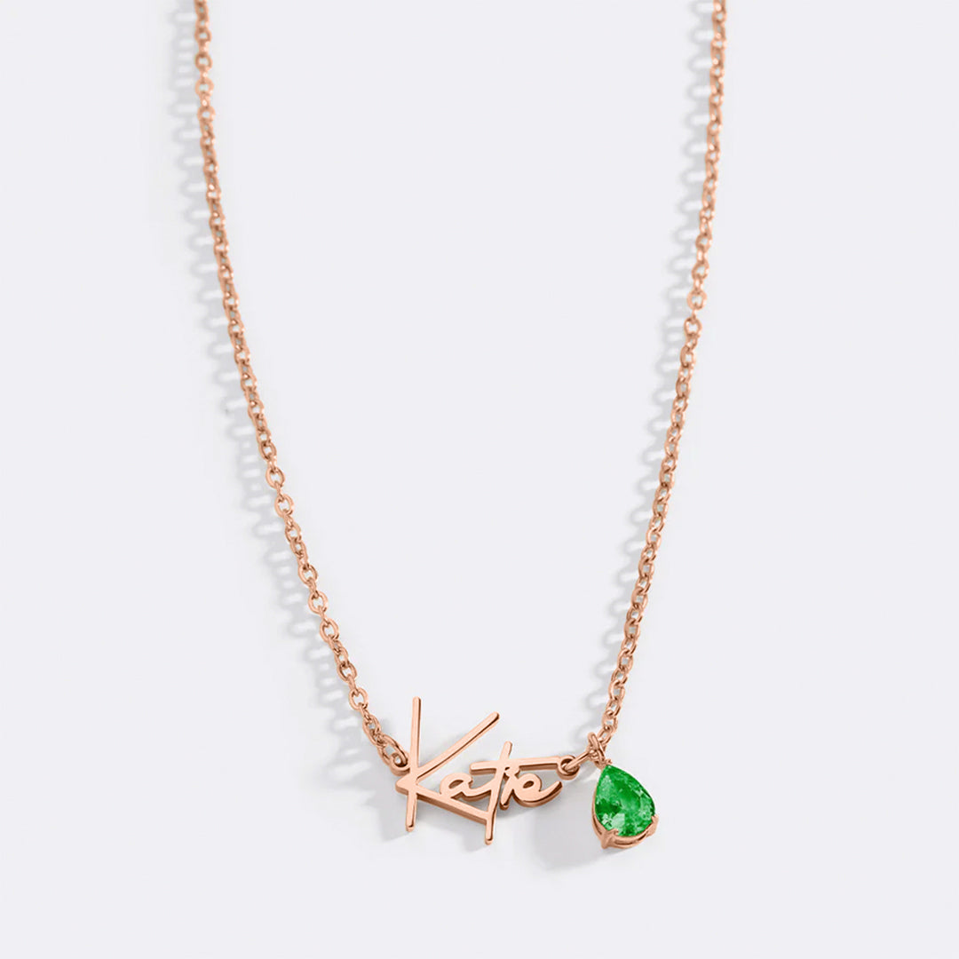 Handmade Birthstone Name Necklace