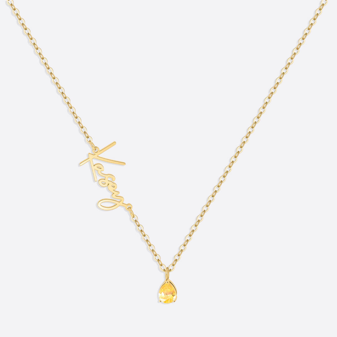 Handmade Birthstone Name Necklace
