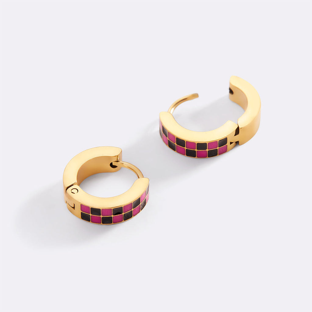 Checkered Hoop Earrings