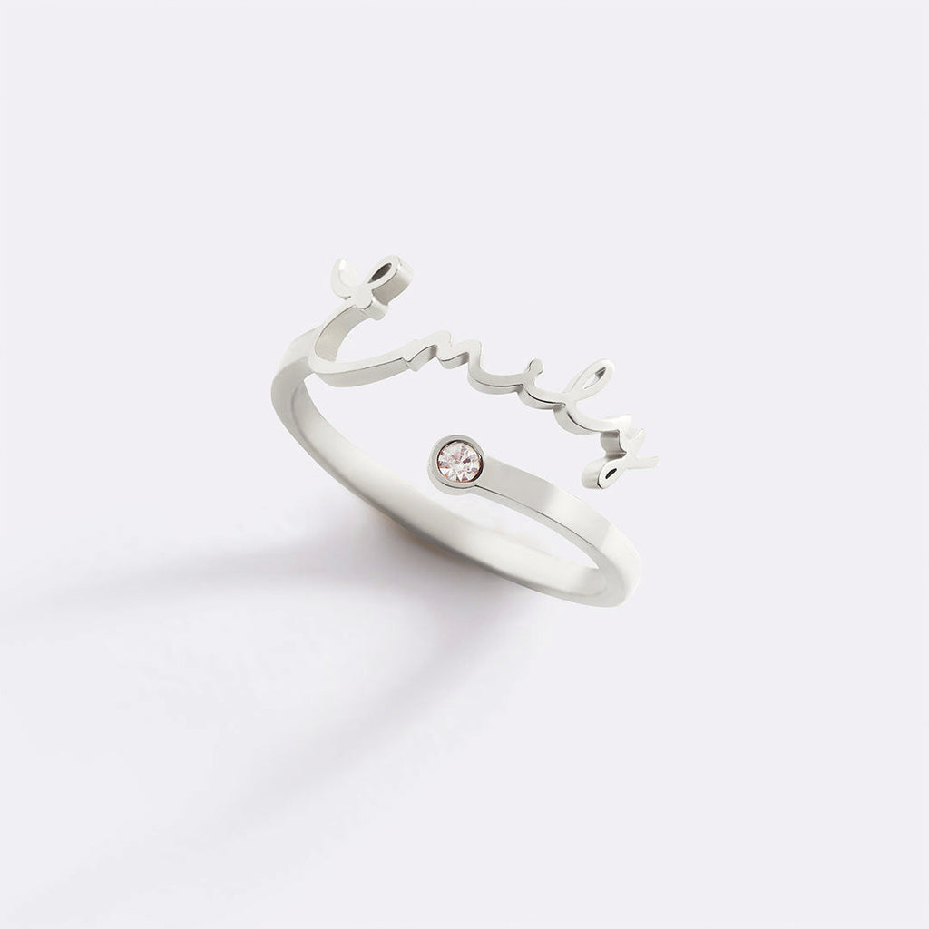 Custom Name Birthstone Ring