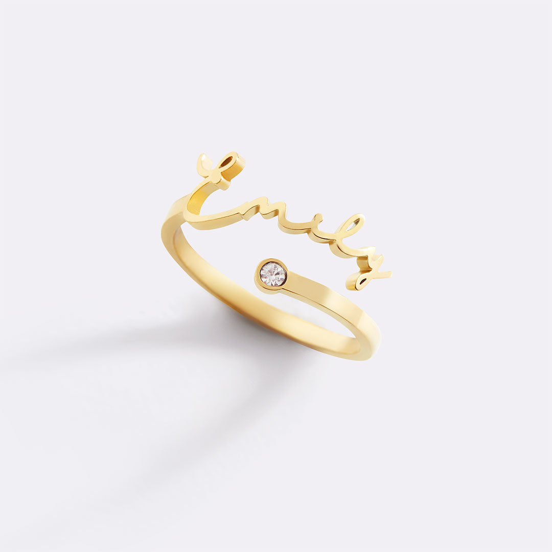 Custom Name Birthstone Ring