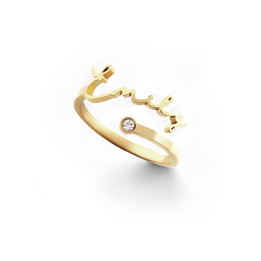 Custom Name Birthstone Ring