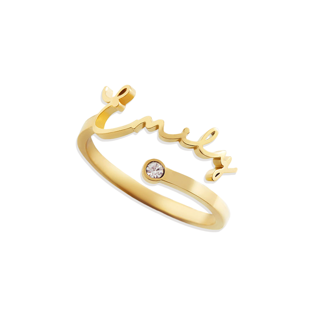 Custom Name Birthstone Ring