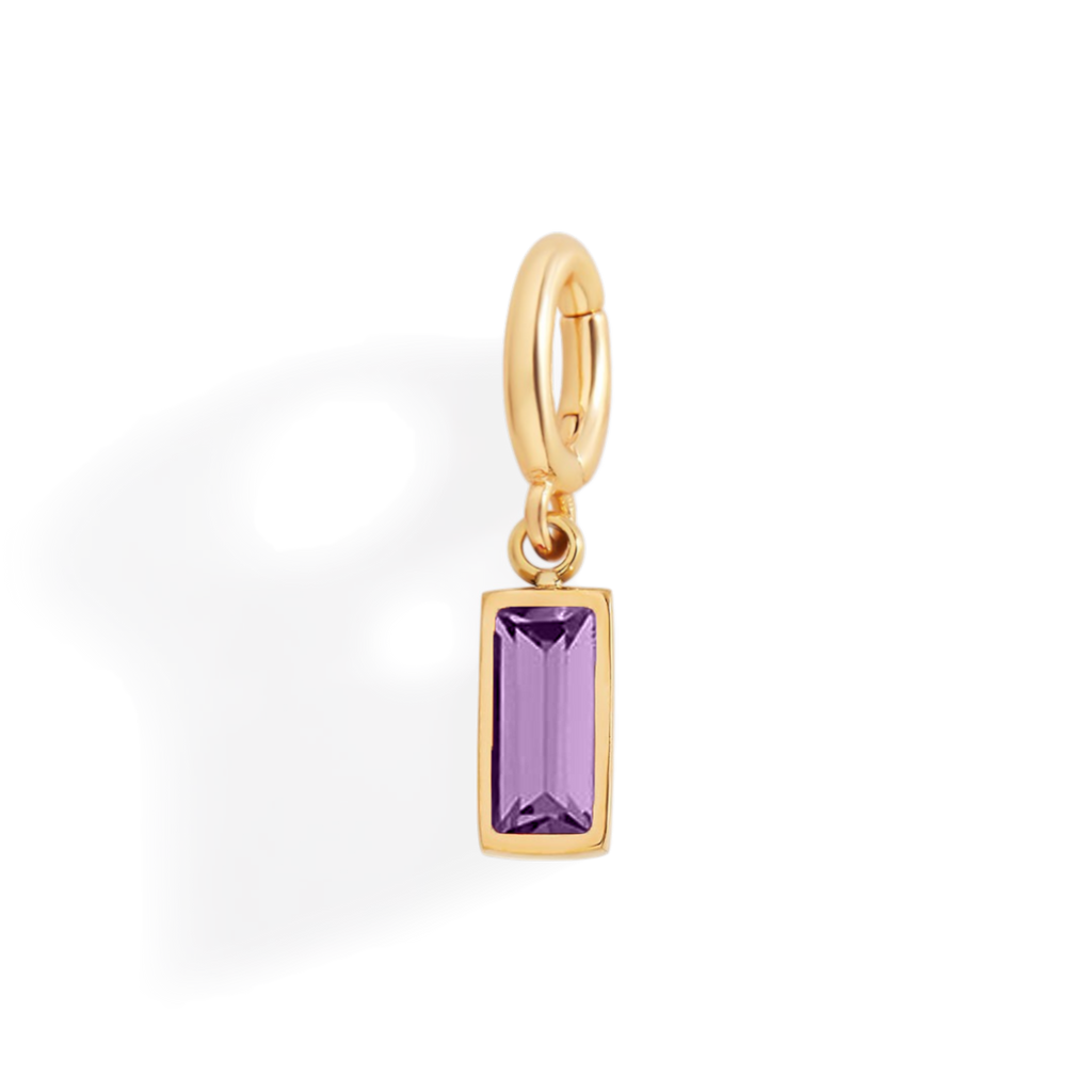 Dainty Baguette Birthstone Charm
