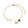 Dainty Birth Flower Bracelet with Birthstone Charm