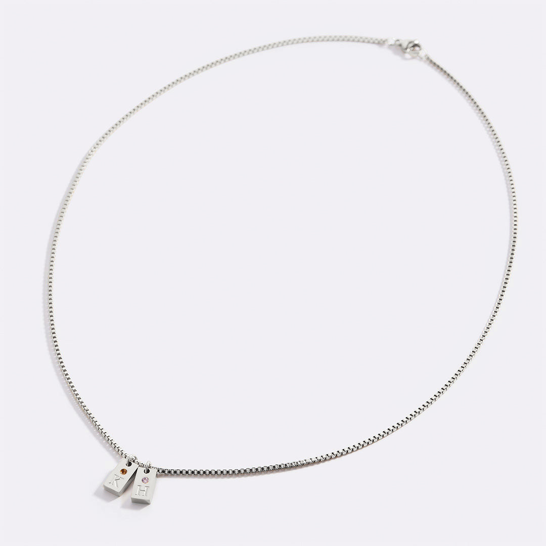 Dainty Pave Tag Initial Necklace