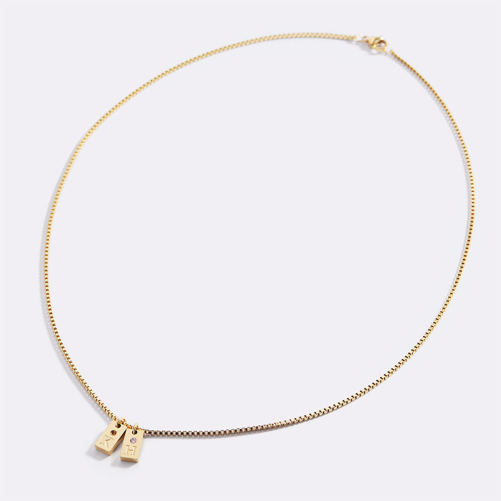 Dainty Pave Tag Initial Necklace