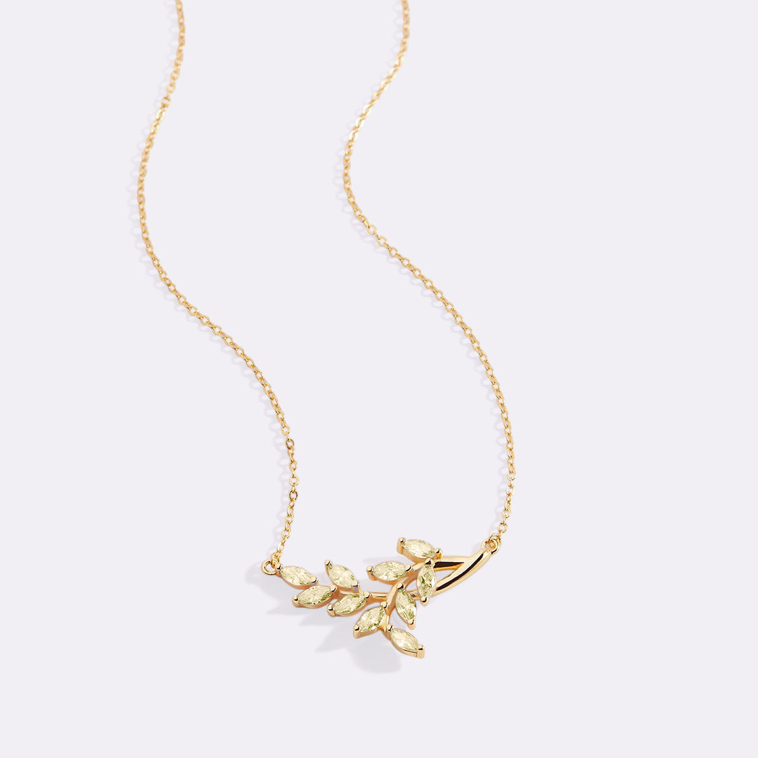 Birthstone Leaf Pendant Necklace
