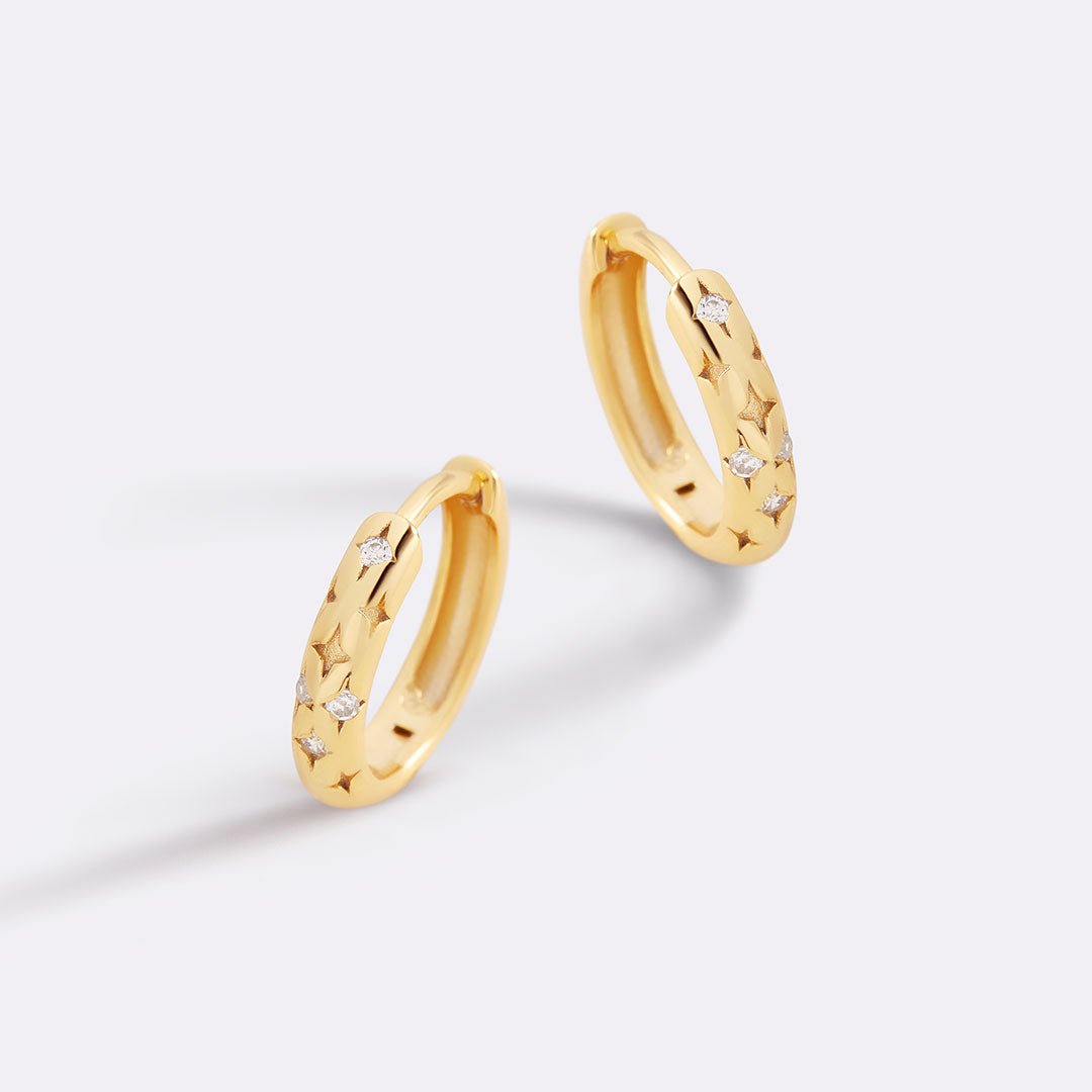 Falling Stars Huggie Hoop Earrings