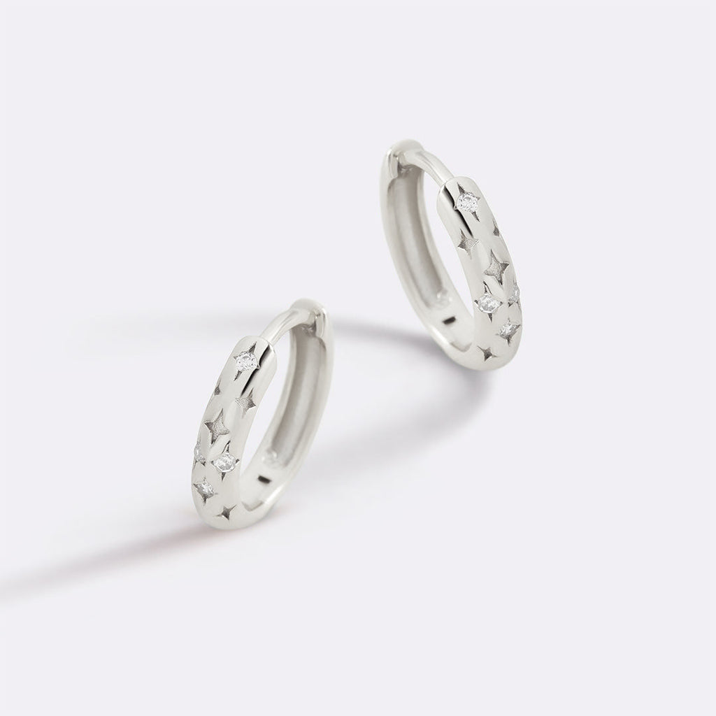 Falling Stars Huggie Hoop Earrings