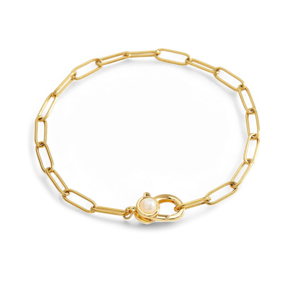 Paperclip Bracelet with Pearl Accent