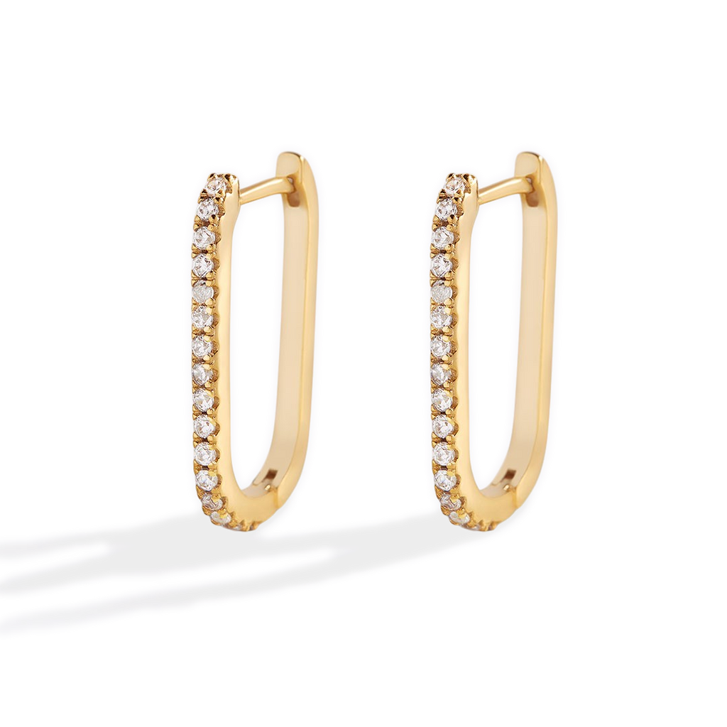 Square Pave Hoop Earrings