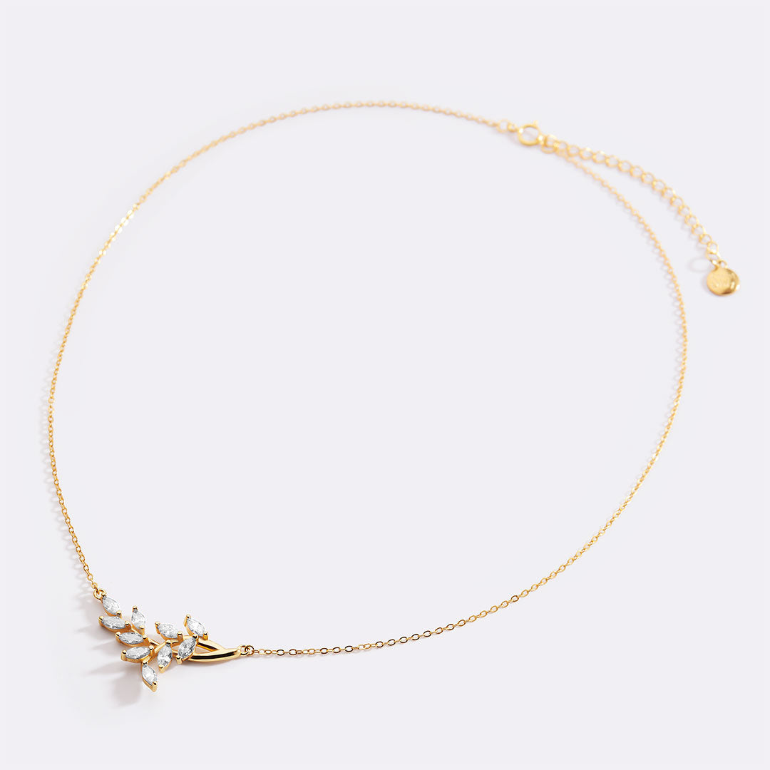 Birthstone Leaf Pendant Necklace