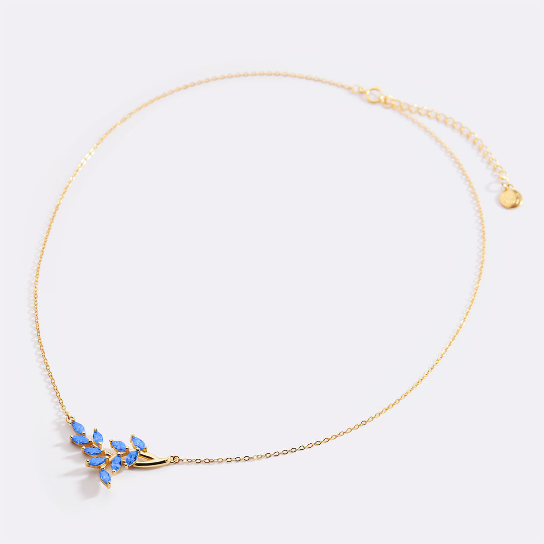 Birthstone Leaf Pendant Necklace