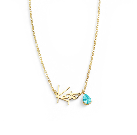 Handmade Birthstone Name Necklace