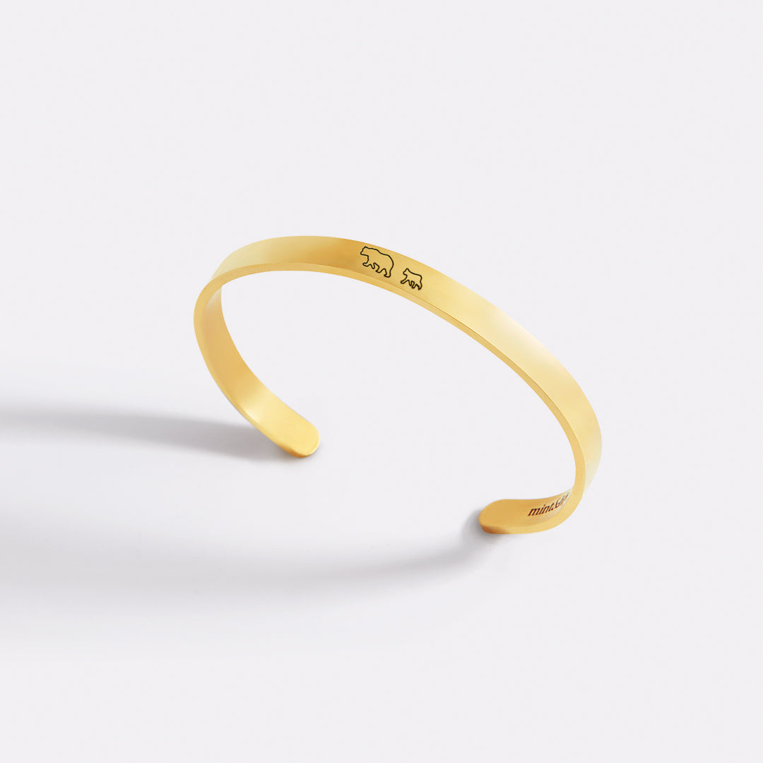 Mama Bear & Her Baby Bears Engraved Cuff Bracelet