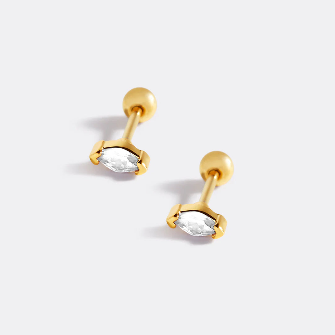 Marquis Gemstone Sleeper Stud Earrings