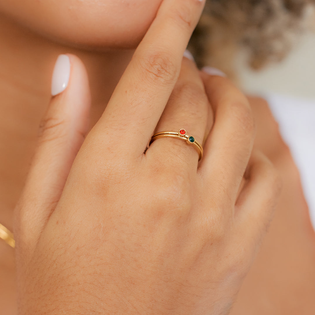 Minimalist Bezel-Set May Birthstone Stacking Band