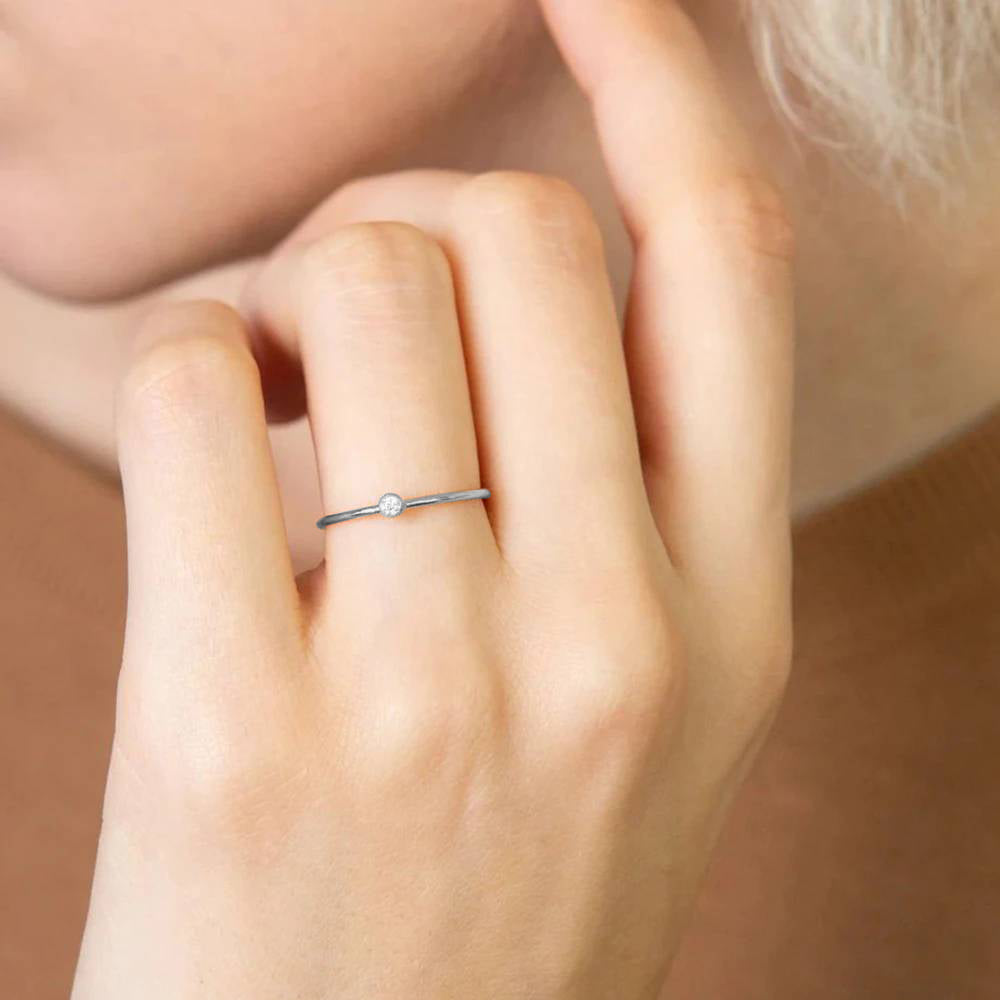 Minimalist Bezel-Set August Birthstone Stacking Band