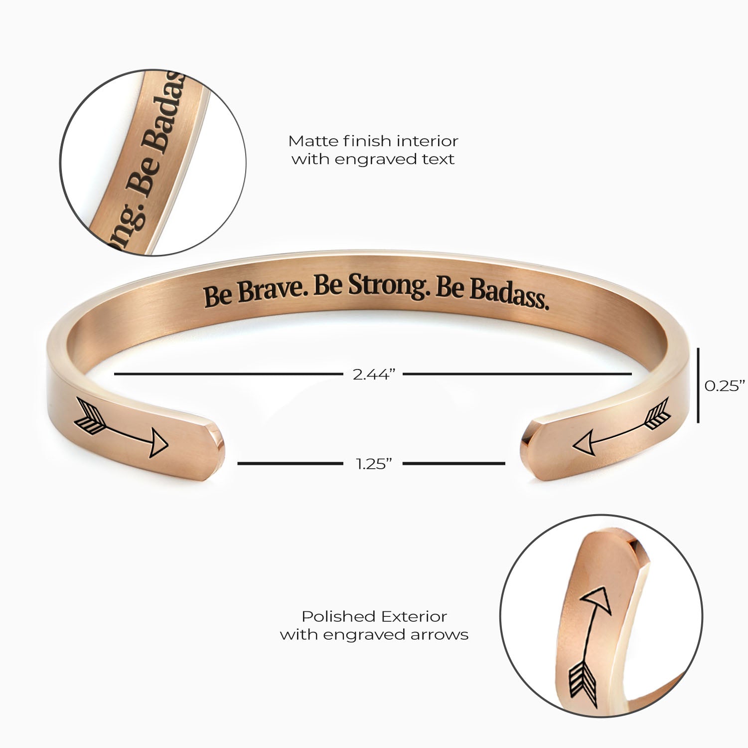 Be Brave. Be Strong. Be Badass. Cuff Bracelet