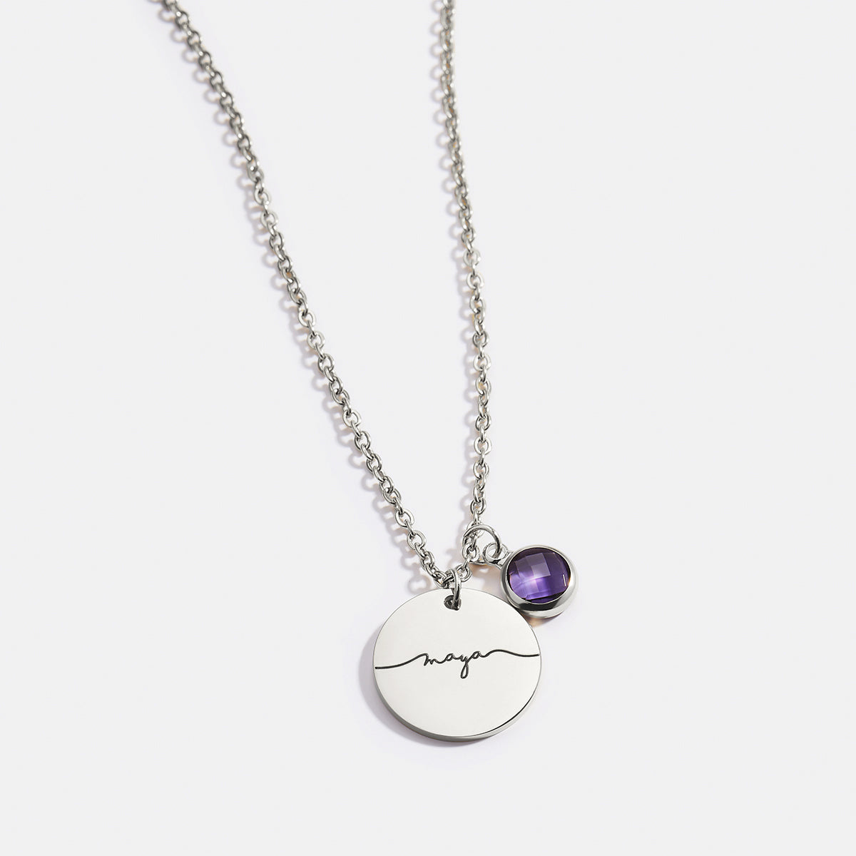 Monogram Script Birthstone Name Necklace