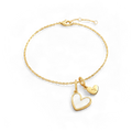 Dainty Mother Of Pearl Cable Chain Bracelet with Initial Heart Charm