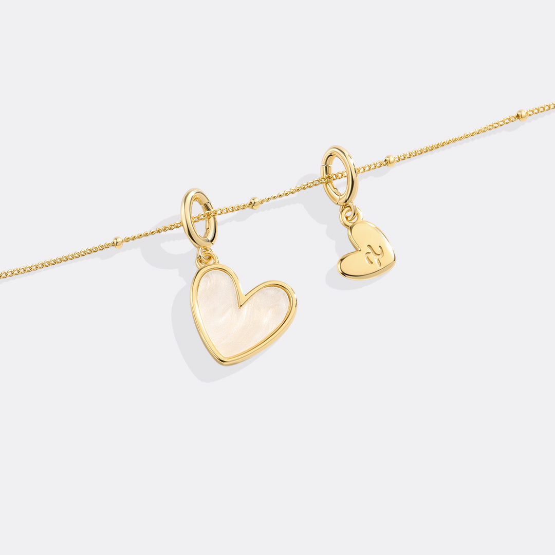 Mother Of Pearl Heart Initial Necklace