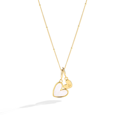 Mother Of Pearl Heart Initial Necklace