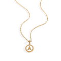 Mother of Pearl Disc Letter Necklace with Cable Chain