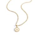 Mother of Pearl Disc Letter Necklace with Figaro Chain