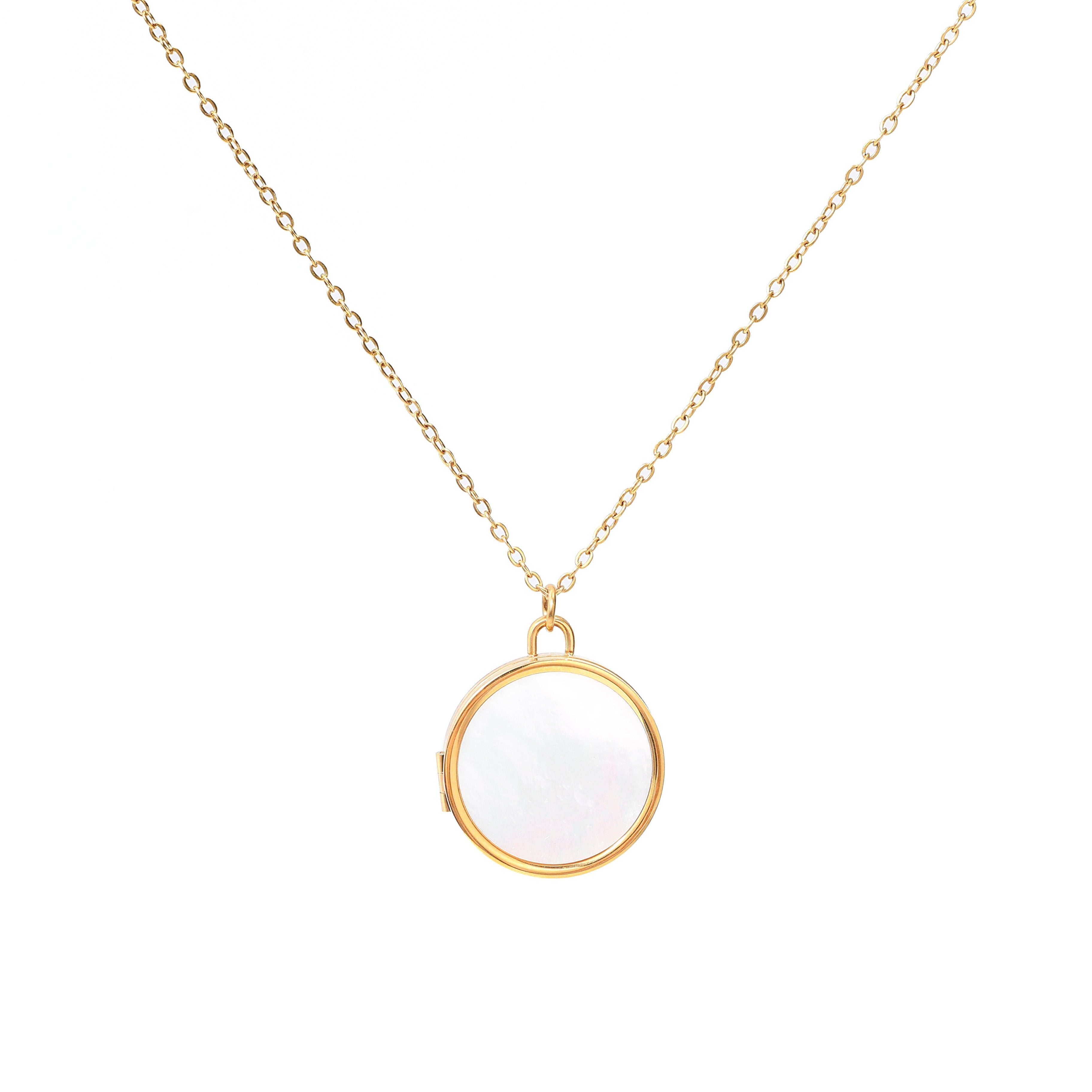 Mother of Pearl Locket Necklace