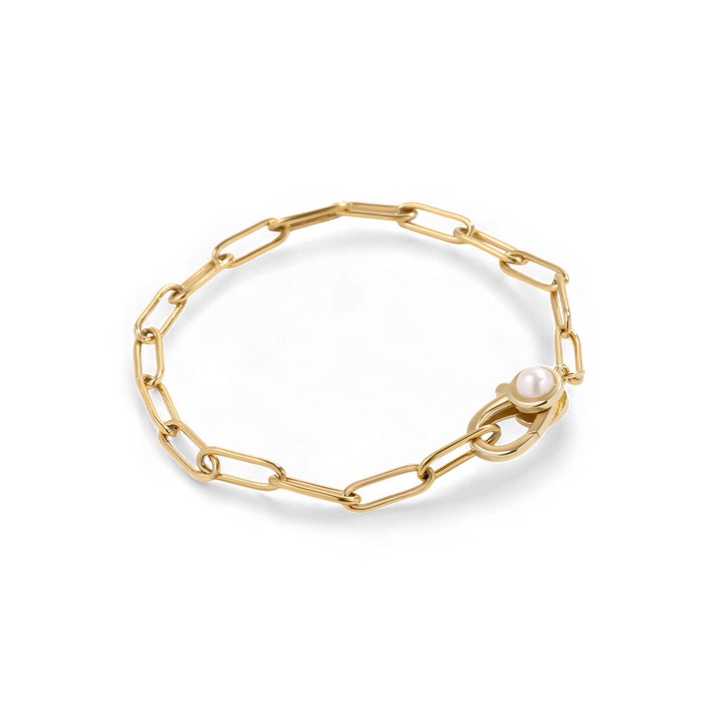 Paperclip Bracelet with Pearl Accent