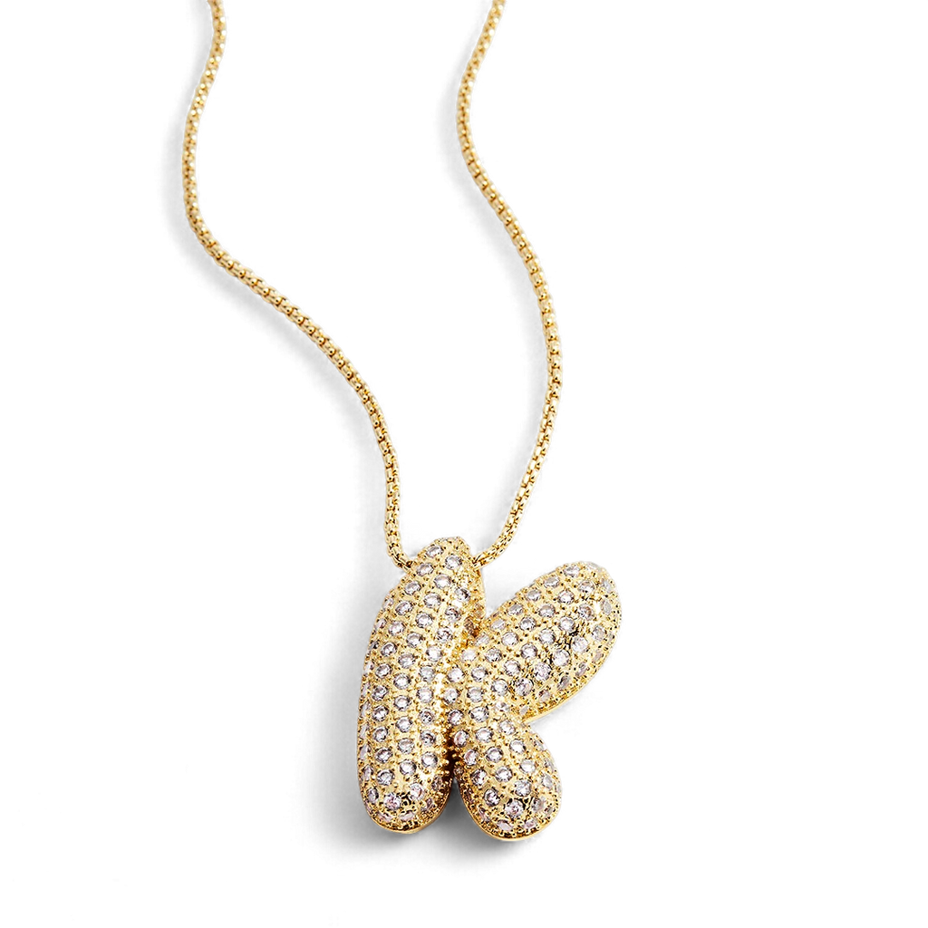 Pave Bubble Initial Necklace