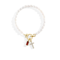 Pearl Cross Charm Bracelet