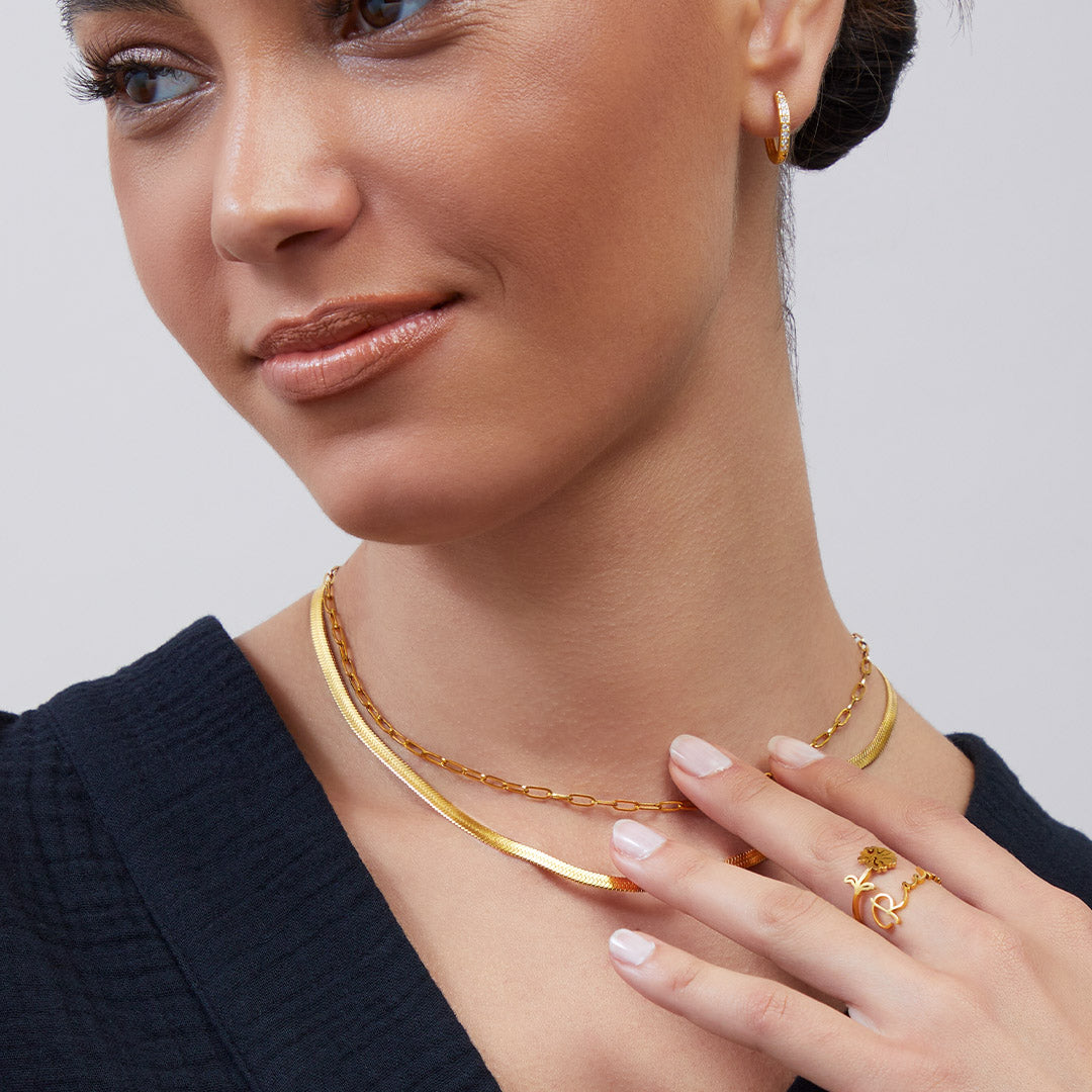 Herringbone Gold Chain Necklace
