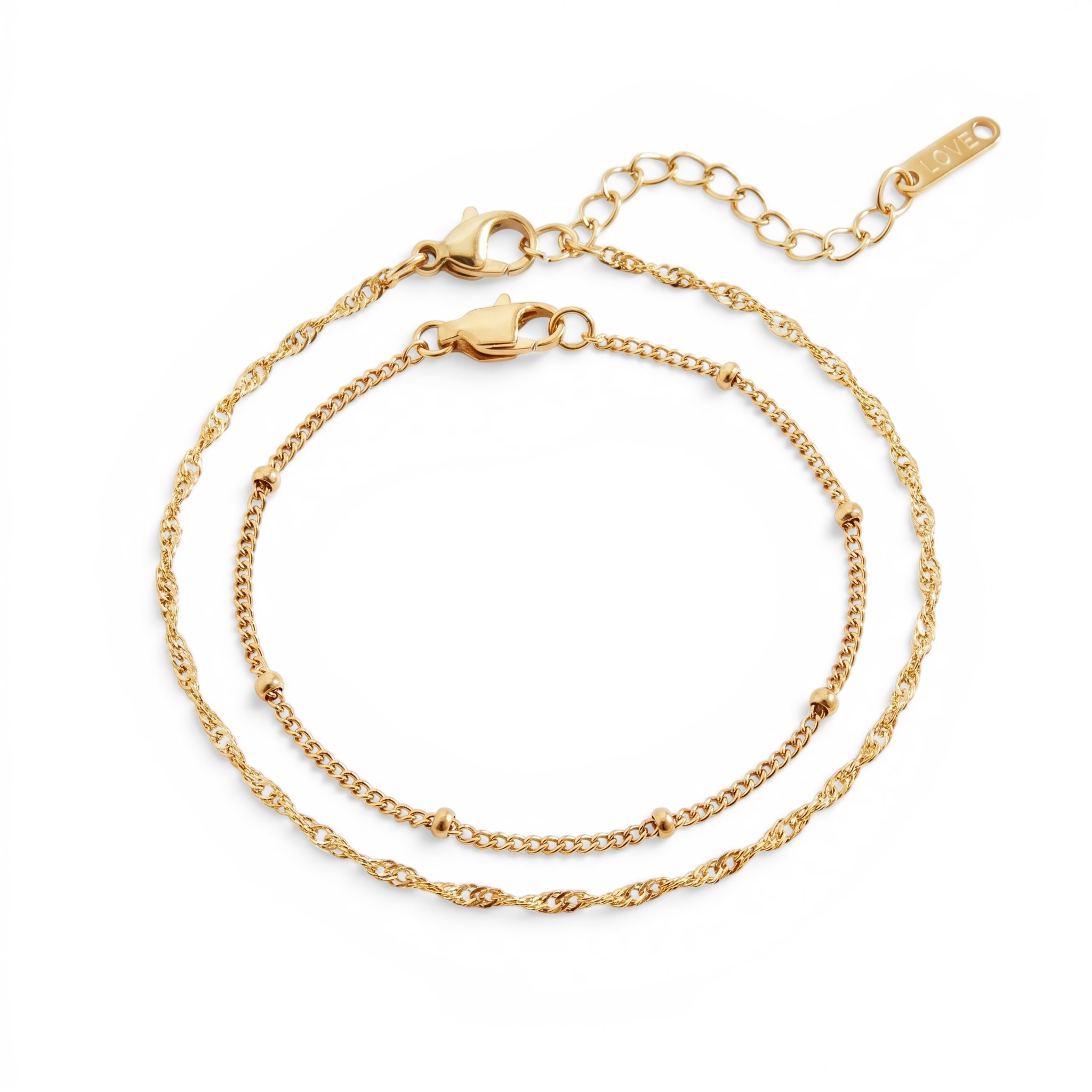Singapore Twist and Satellite Chain Bracelet Bundle