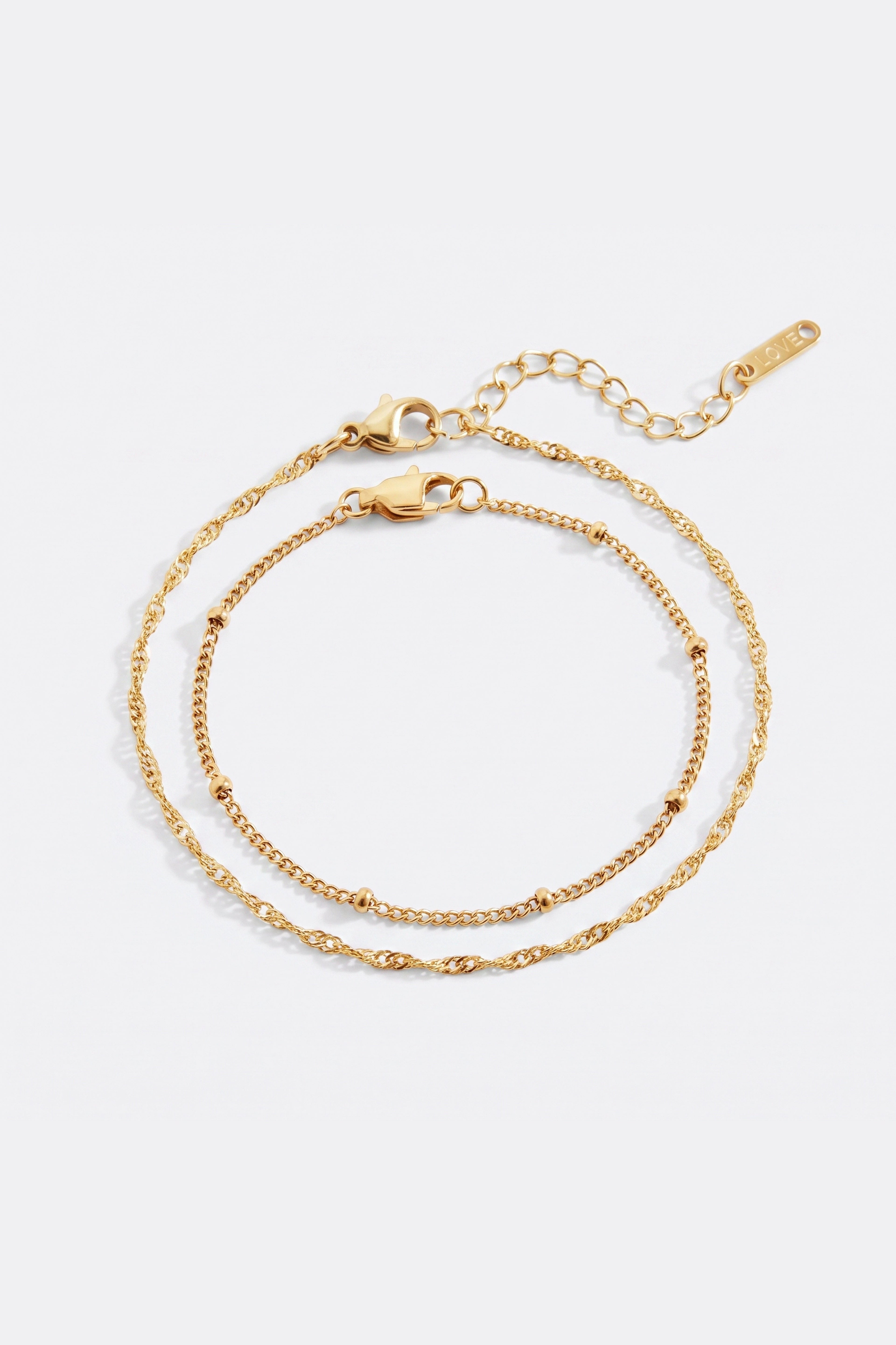 Singapore Twist and Satellite Chain Bracelet Bundle