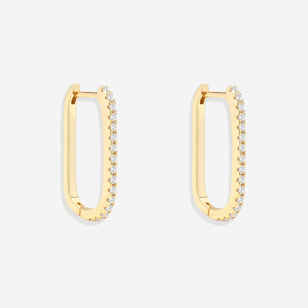 Square Pave Hoop Earrings