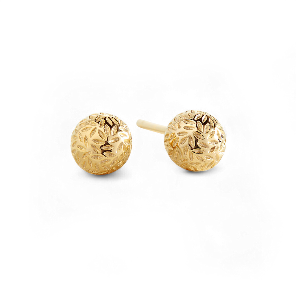 Textured Gold Ball Studs
