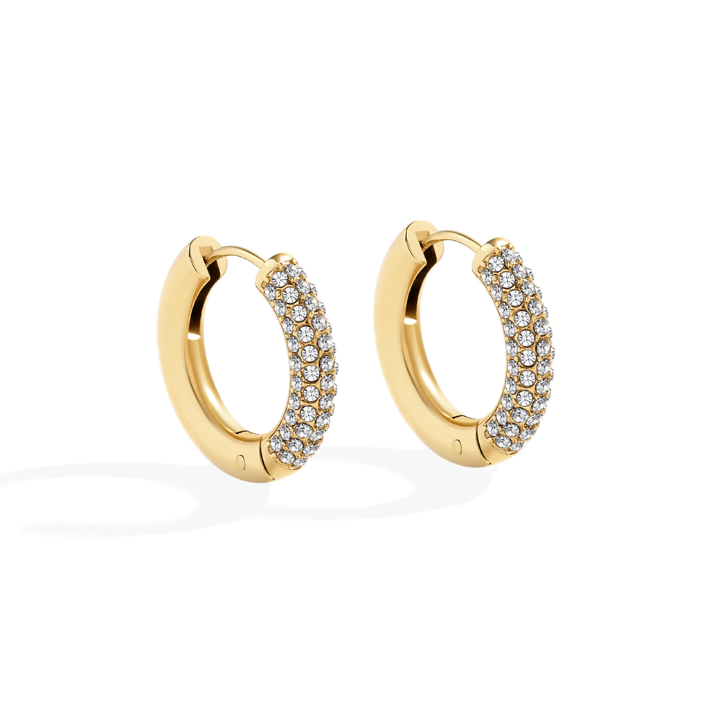 The Pavé Huggie Hoop Earrings