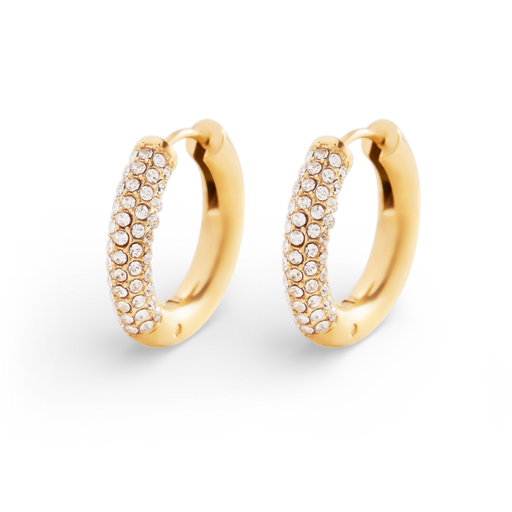 The Pavé Huggie Hoop Earrings